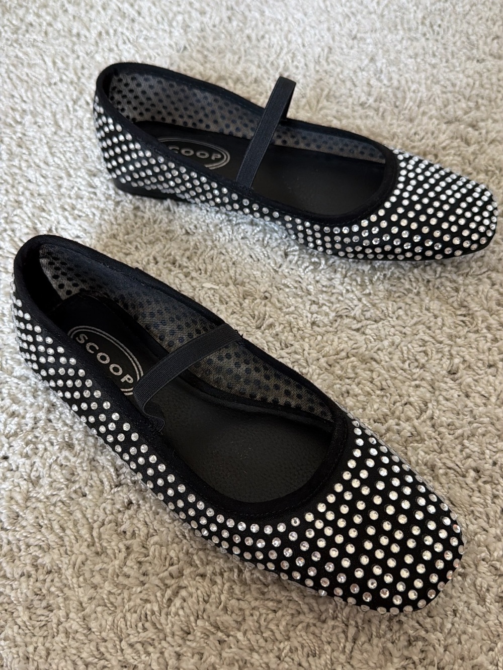 Scoop Black Crystal Embellished Mary Jane Flats